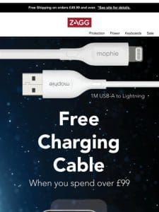 Free mophie Charging Cable on ￡99+ Purchases!