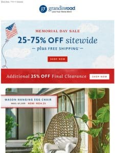 Free shipping + 25-75% off sitewide
