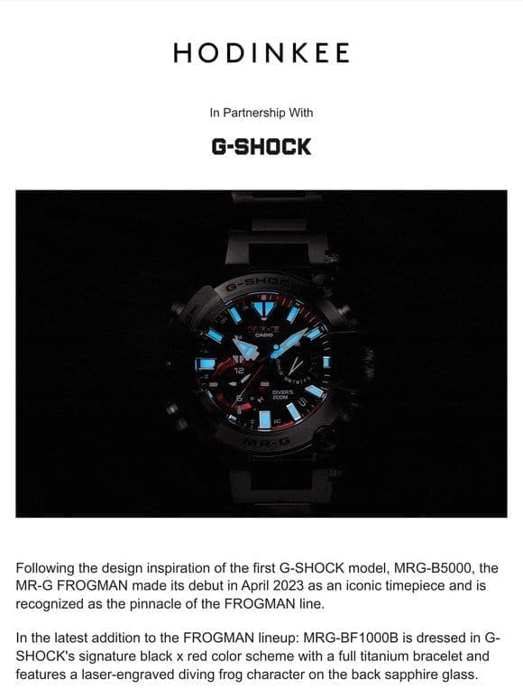 G-SHOCK Introduces The Latest Addition To The MR-G FROGMAN Lineup