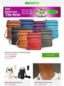 Genuine Leather Crossbody Bags (Multiple Sizes Available) and More