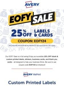 Get 25% Off with Avery’s EOFY Sale
