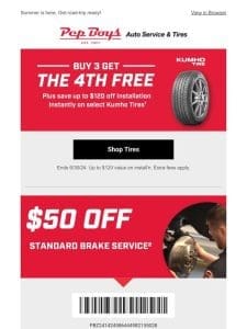 Get 4th Kumho Tire FREE + FREE INSTALLATION