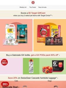 Get a $5 gift card when you buy 2 pet items with Target Circle.