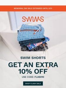 Get an extra 10% off Swim Shorts