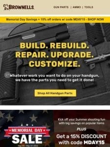 Get the handgun parts you need for the perfect firearm