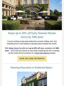 Get up to 20% off Hotel & Resort Breaks – Only Until 30th June!