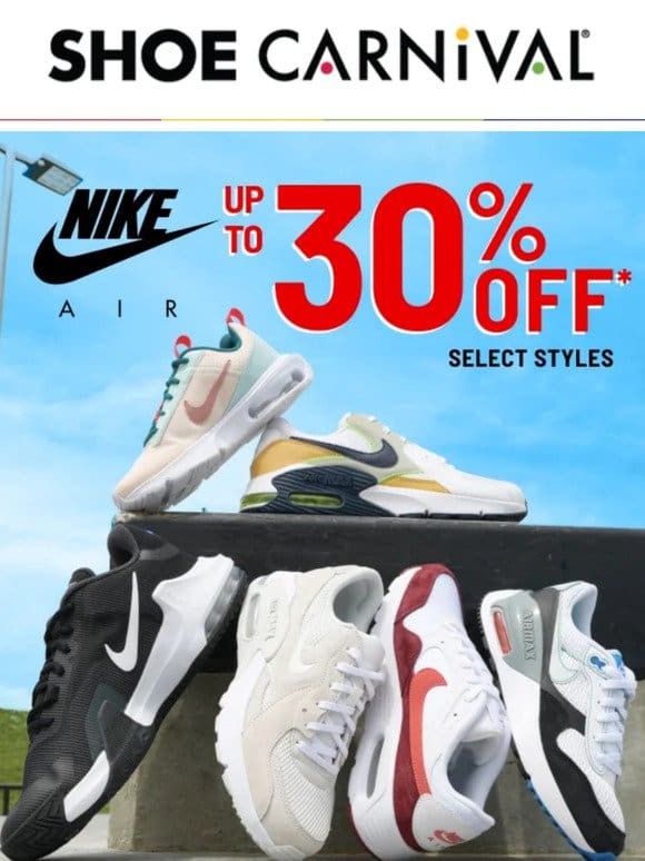 Get up to 30% off Nike Air Max Now!