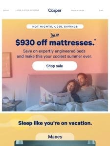 Get up to $930 off mattresses this summer! ☀️