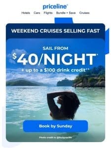 Going fast ➥ weekend cruises from $40/night