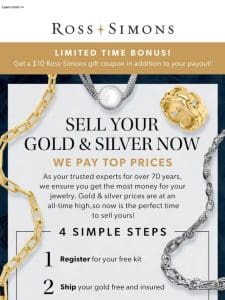 Gold prices are at an ALL-TIME high! Sell now & get an RS gift coupon