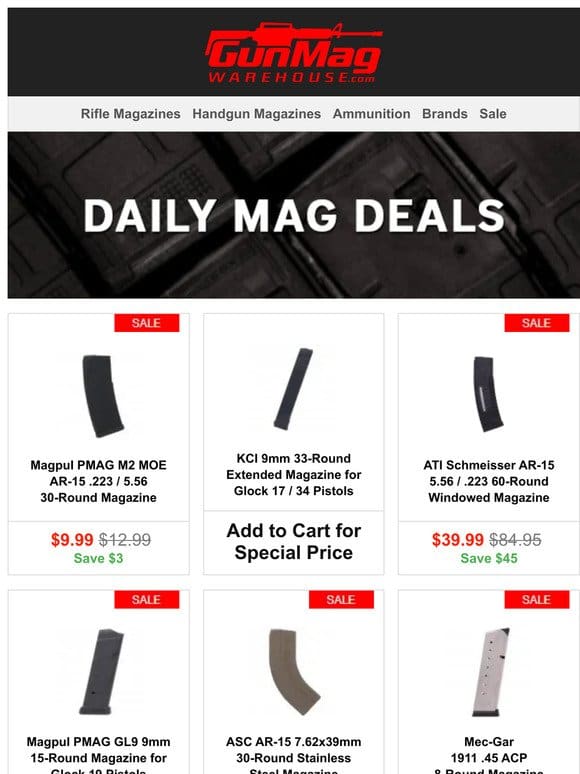 Grab Your Favorite Magazines! | Magpul PMAG MOE AR-15 30rd Mag for $10