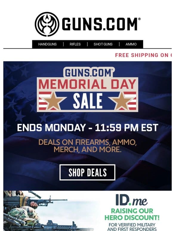 ?? Guns.com Memorial Day Sale – Ends Monday 11:59 PM EST