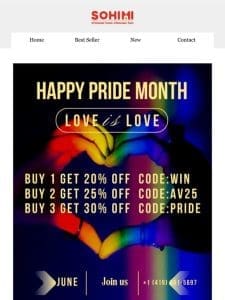 Happy Pride Month–All 30% Off， Go to Check out?