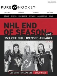 Hey， Use Code: NHLSALE25 To Snag 25% Off On Select NHL Jerseys， Tees， Hats & Hoodies