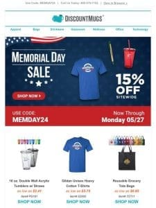 Hi There， Grab Your 15% Off Now， Memorial Day Sale Ends Monday