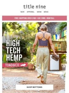 High tech hemp bottoms by Toad&Co