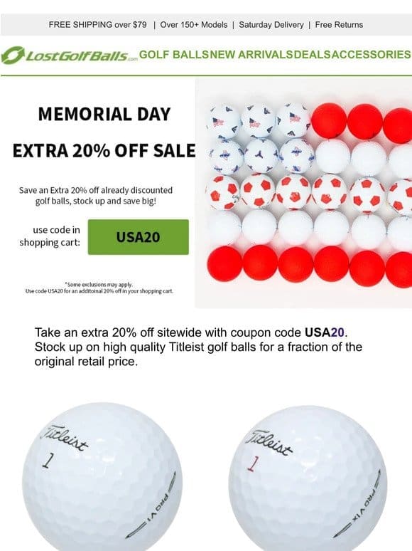 Honor Dad & Heroes: Extra 20% Off All Titleist