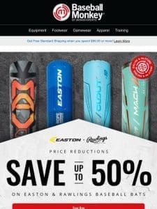 Hot Deals on Easton & Rawlings Baseball Bats!