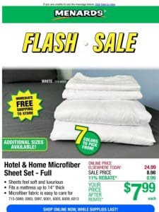 Hotel & Home Full Microfiber Sheet Sets ONLY $7.99 After Rebate*!