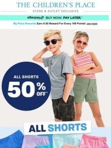 In store only! 50% OFF Shorts + $2.99 Tees