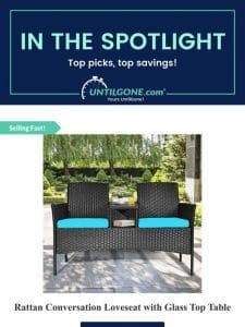 In the Spotlight – 68% OFF Rattan Conversation Loveseat with Glass Top Table