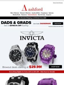 Invicta Blowout: Watches Starting at $29.99!