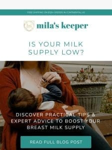 Is Your Milk Supply Low?   Get Expert Advice!
