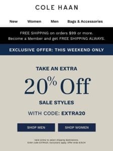 Just for you: Save an extra 20% off