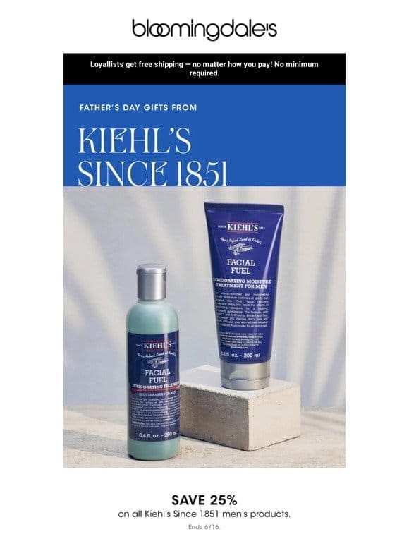 Kiehl’s: Save 25% on all men’s products