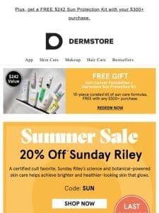 LAST CHANCE: 20% off Sunday Riley during The Summer Sale