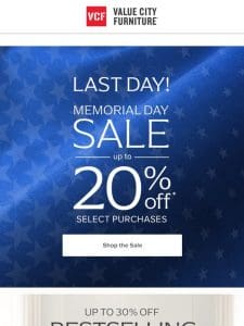 LAST CHANCE: Save up to 20% in the Memorial Day Sale!