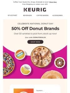 LAST DAY! Save 50% on donut shop brands