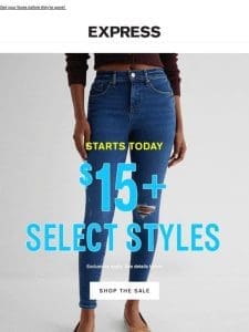 LIVE NOW: $15+ styles online