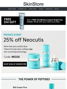 LIVE NOW: 25% off Neocutis at Dermstore✨