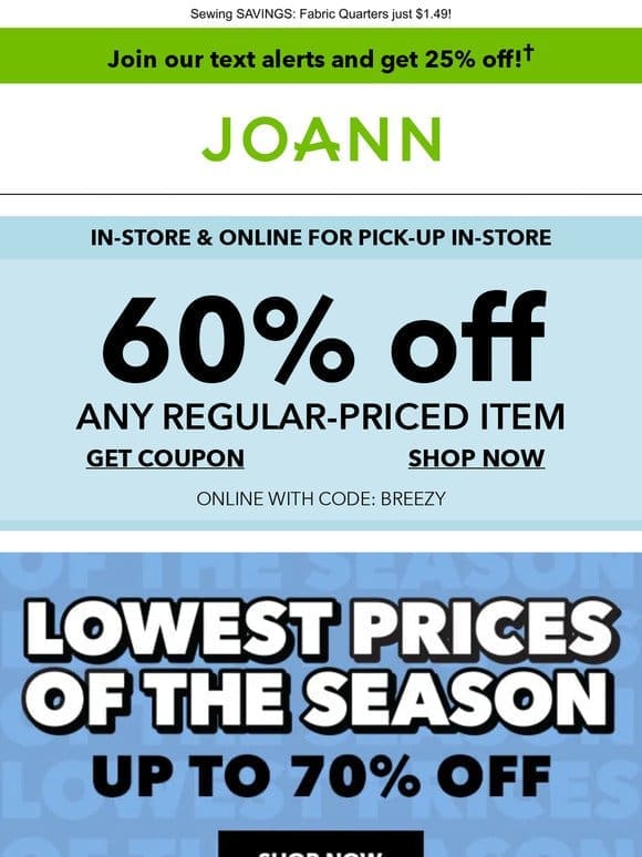 LOWEST Prices of the Season   Deals for $3 or LESS!