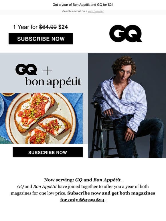 Last Chance: Bon Appétit and GQ for just $24