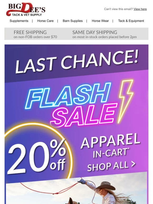 Last Chance for 20% OFF in-cart