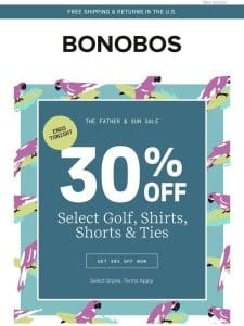 Last Day: 30% Off Select Summer Styles