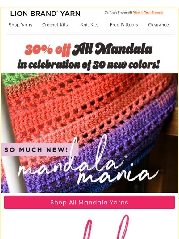 Last Day For 30% Off Mandala Yarns