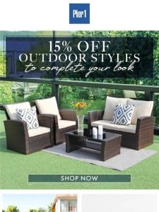 Last Day to Save 15% on Outdoor Furniture & Decor!