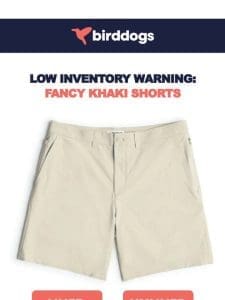 Low Inventory Warning: Fancy Khaki Shorts