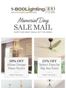 MEMORIAL DAY SALE ALERTS: Allure Design Haus ? Generation Lighting ? Visual Comfort Studio Collection & MORE!