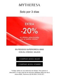 Más rebajas: -20% extra en una selección