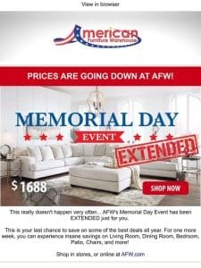 Memorial Day Deals Extended! One More Week of Savings Awaits!