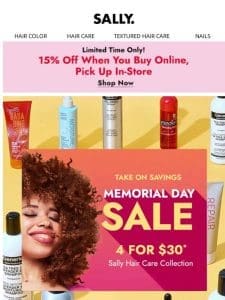 Memorial Day Sale ? 4 for $30 Hair Care Starts NOW!