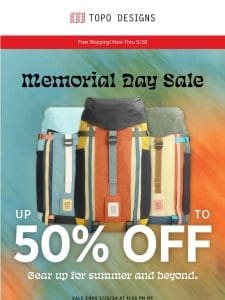 Memorial Day Sale: Up to 50% Off