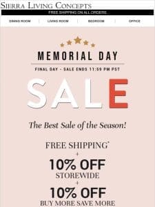 Memorial Day Sale is Ending!