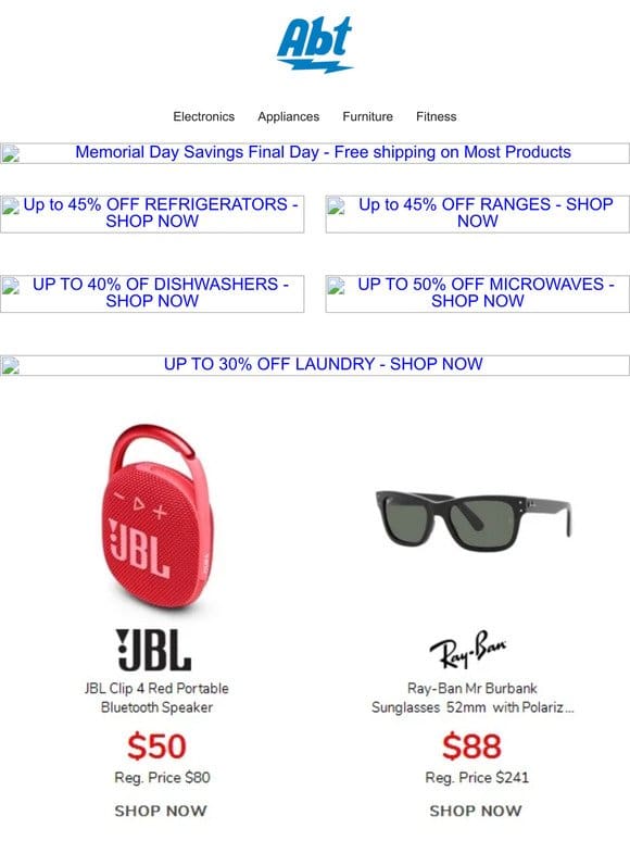 Memorial Day Savings Final Day