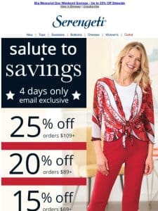 Memorial Day Savings ~ Up to 25% Off Must-Have Summer Styles!