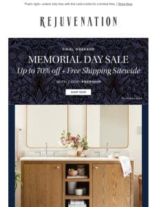 Memorial Day savings: FREE shipping + up to 70% off